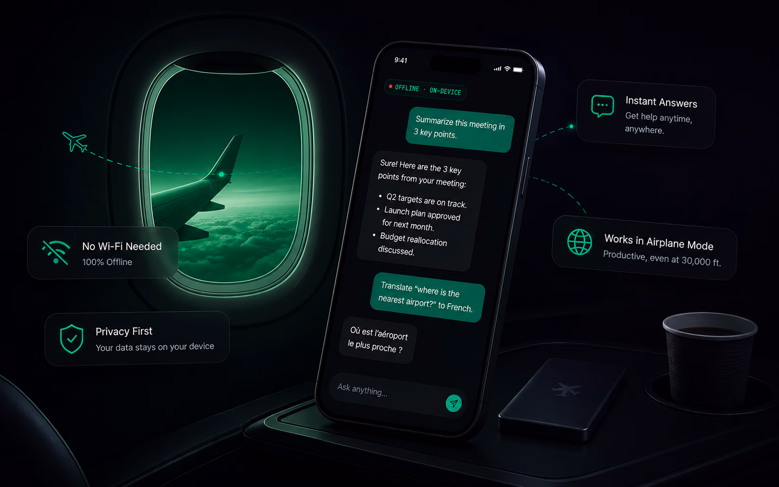 Your In-Flight AI Copilot. No Wi-Fi Needed.